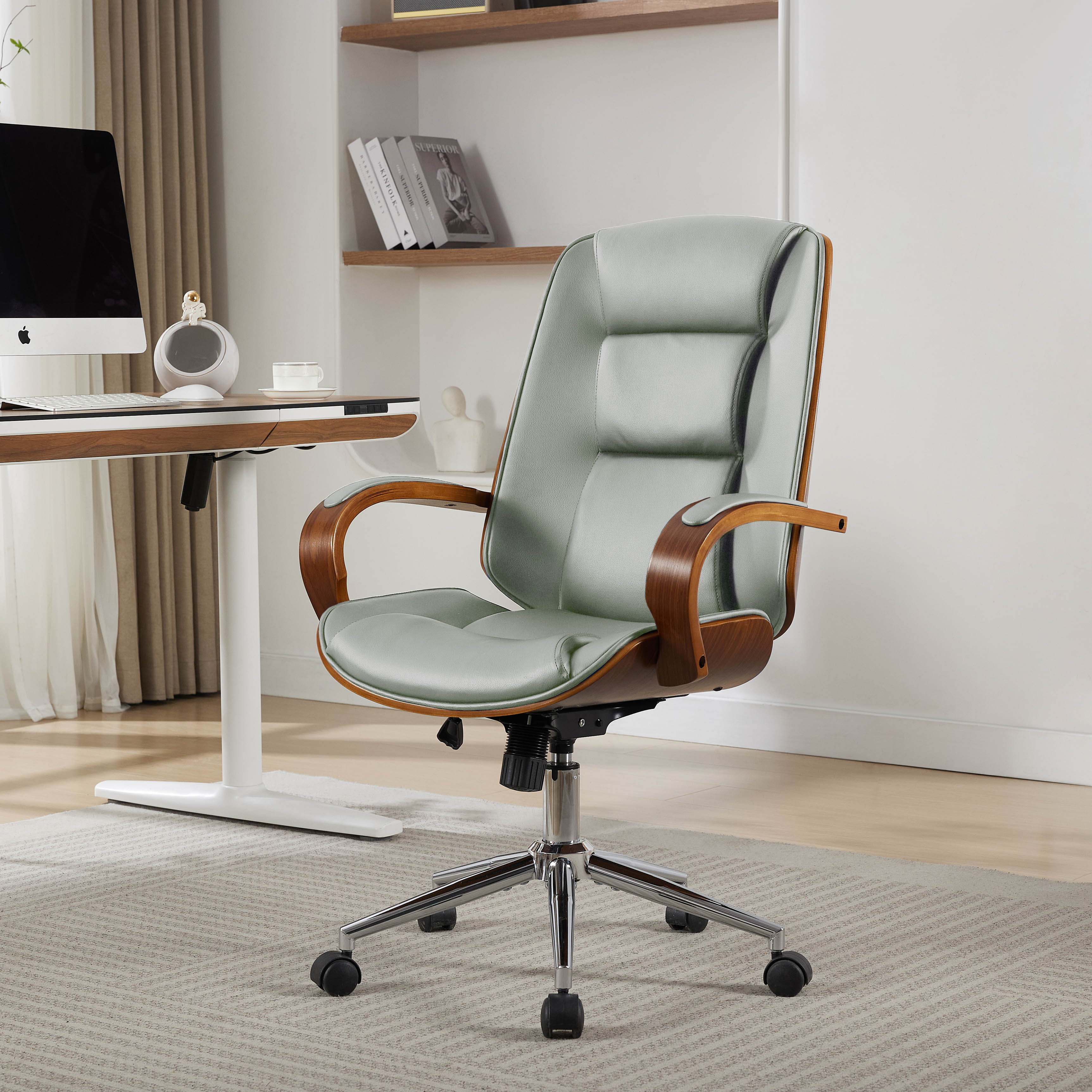 Mercury Row Stoneburner Faux Leather Mid-Century Executive